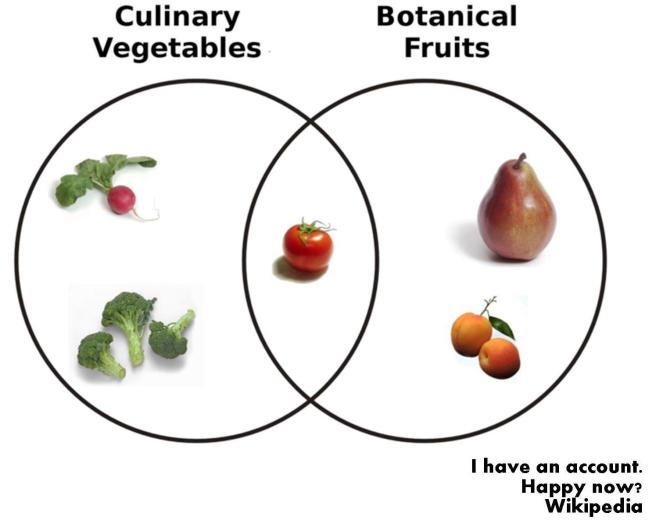 Botanical fruit and culinary vegetables